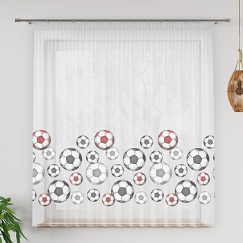 Firanka woalowa na metry Futbol / wysokość 157cm / piłki czerwone